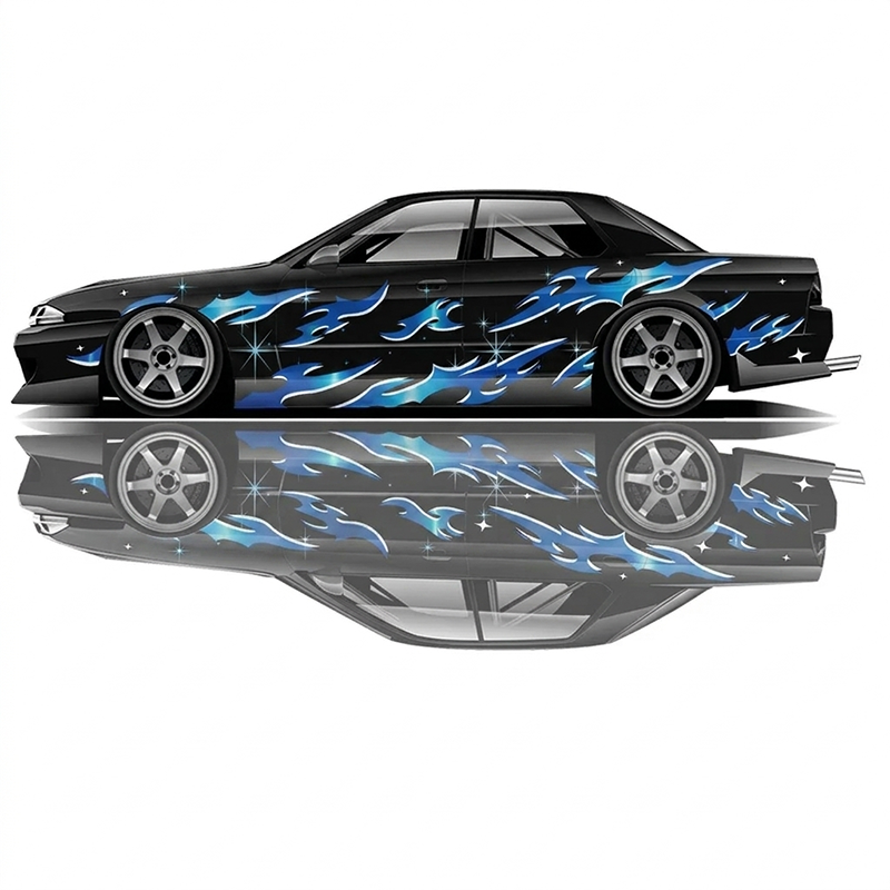 Universal drift car livery flames, flame drift car wrap, drift car flame graphics, custom flame racing decals, JDM flame livery, tuner car flame decals, motorsport flame graphics, drift wrap design, racing flame wrap, performance car graphics, custom drift livery, drift car decals, track car wrap design, sponsor style racing graphics, show car flame livery