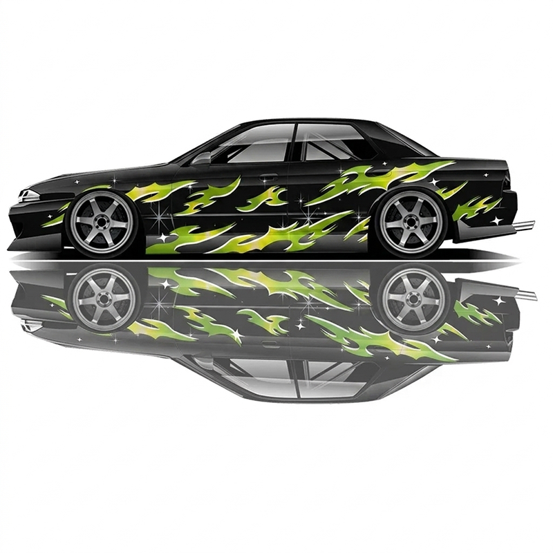 Universal drift car livery flames, flame drift car wrap, drift car flame graphics, custom flame racing decals, JDM flame livery, tuner car flame decals, motorsport flame graphics, drift wrap design, racing flame wrap, performance car graphics, custom drift livery, drift car decals, track car wrap design, sponsor style racing graphics, show car flame livery