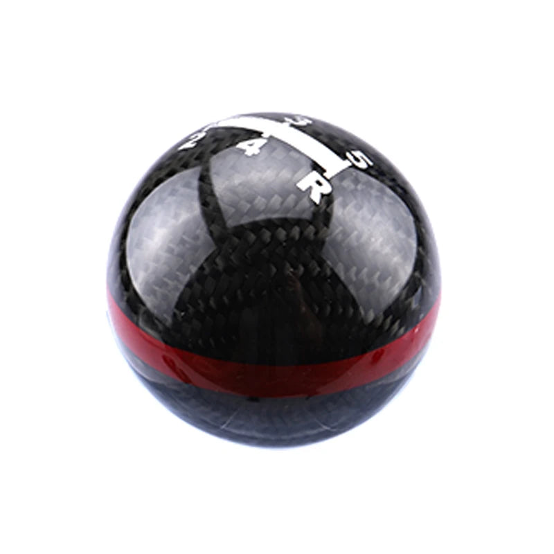 Carbon fiber style 5-speed manual shift knob with racing gear pattern