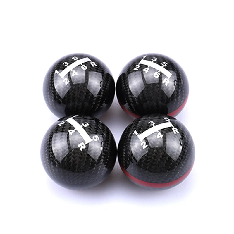 Carbon fiber style 5-speed manual shift knob with racing gear pattern