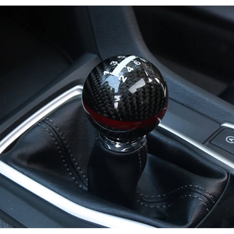 Carbon fiber style 5-speed manual shift knob with racing gear pattern