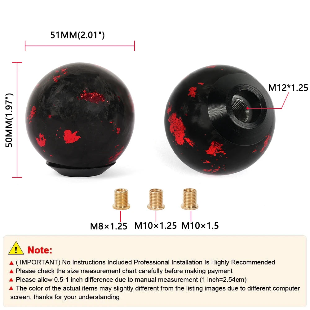 Black and red JDM resin-style manual shift knob with threaded adapters and multiple design options