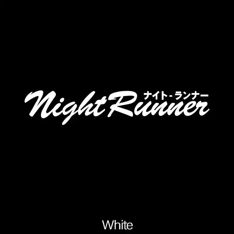 Night Runner Japanese style windshield sticker displayed on a black modified car
