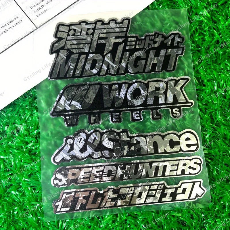 JDM holographic sticker pack with Speedhunters Work Wheels and drift decals - street racing style image 18