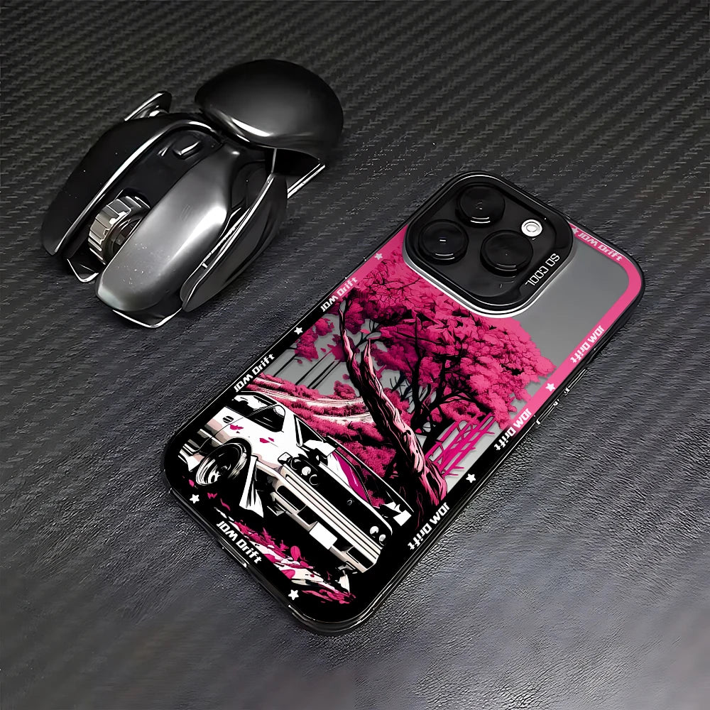 JDM drift phone cases featuring Japanese street racing artwork, performance cars, and mountain-inspired graphics