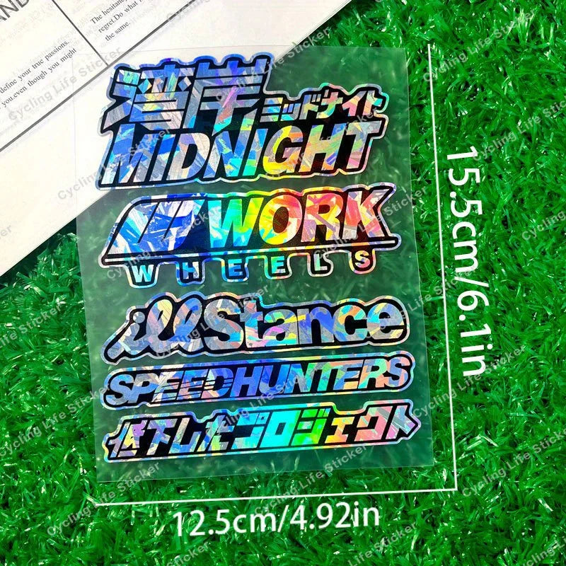 JDM holographic sticker pack with Speedhunters Work Wheels and drift decals - vehicle decal product photo 8