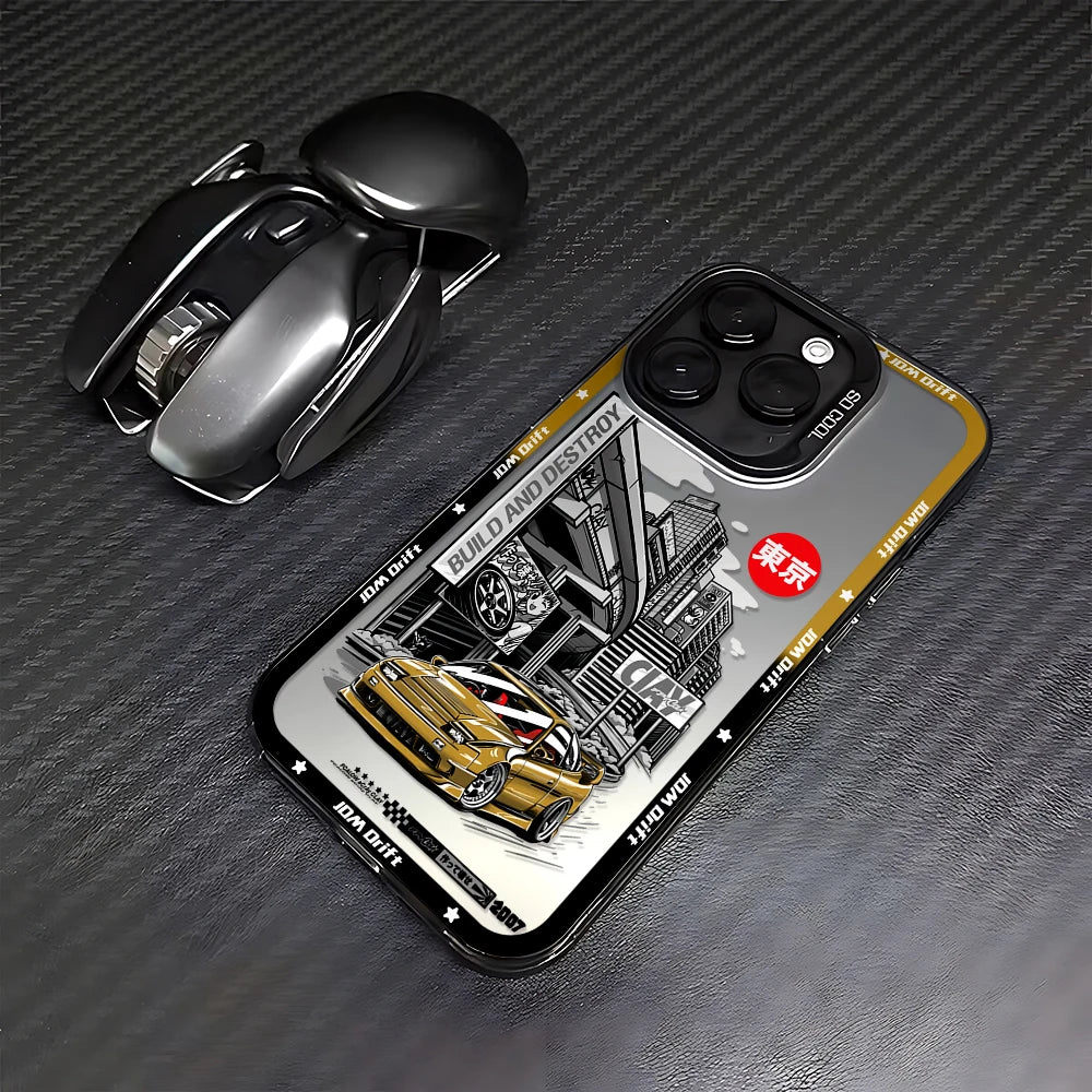 JDM drift phone cases featuring Japanese street racing artwork, performance cars, and mountain-inspired graphics