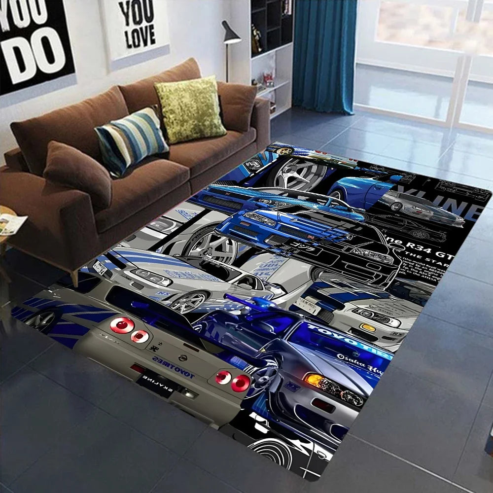 JDM Car Racing Area Rugs – Japanese Street Car Garage & Bedroom Rug