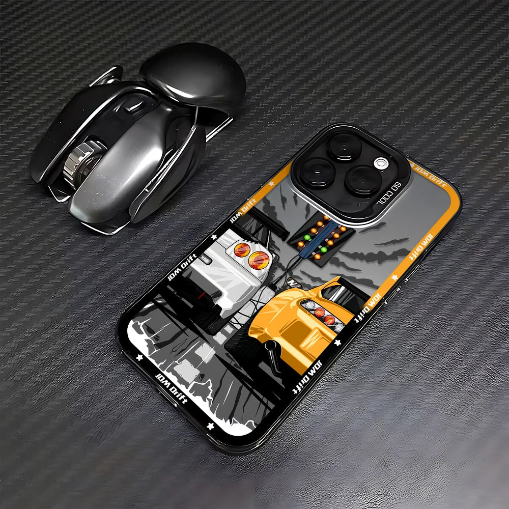 JDM drift phone cases featuring Japanese street racing artwork, performance cars, and mountain-inspired graphics
