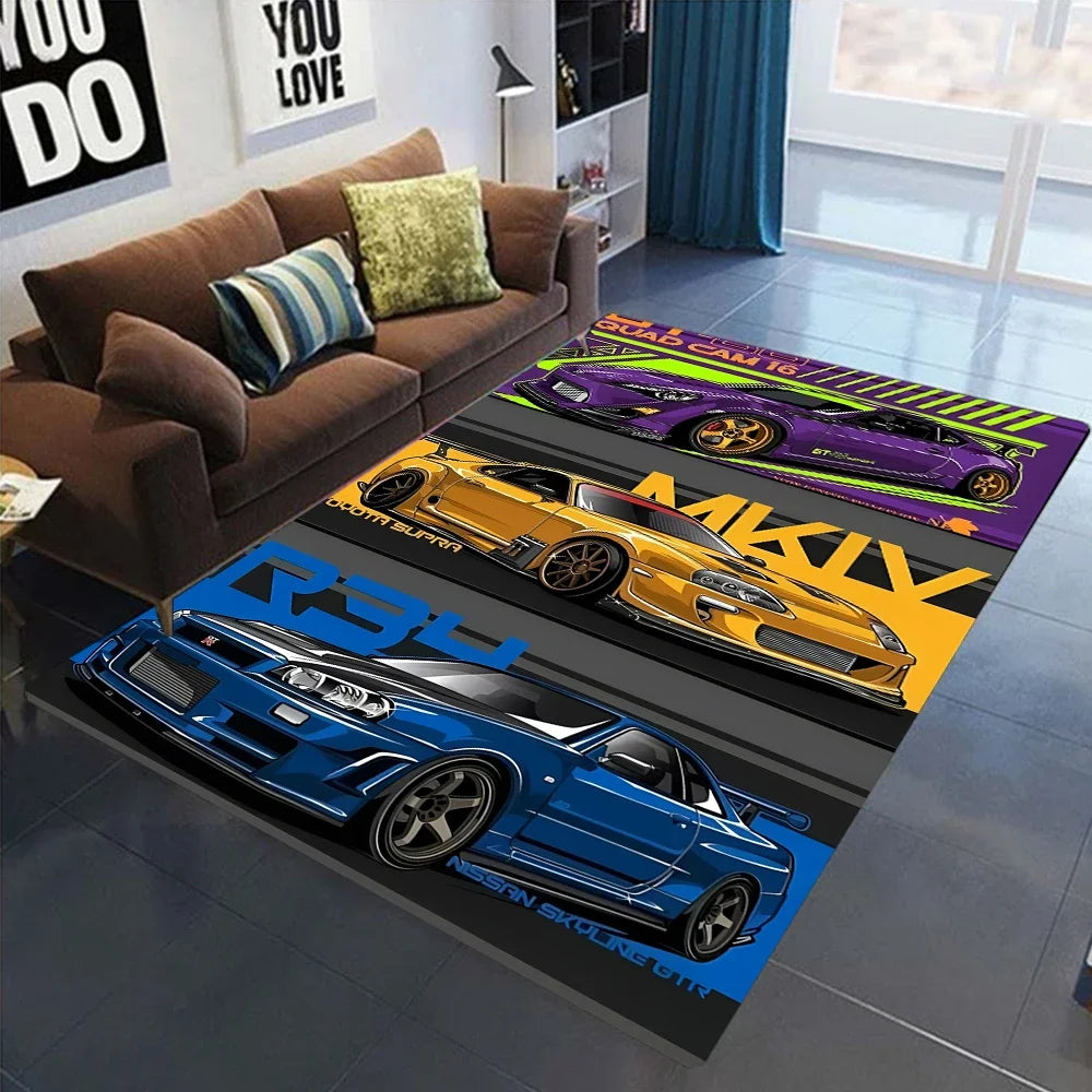 JDM Car Racing Area Rugs – Japanese Street Car Garage & Bedroom Rug