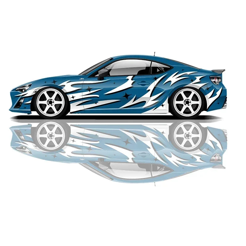 Premium Universal Drift Car Liveries Flame Streaks featuring bold flame graphics, racing decals, and JDM-inspired wrap artwork for drift cars, tuner builds, track cars, and show vehicles.