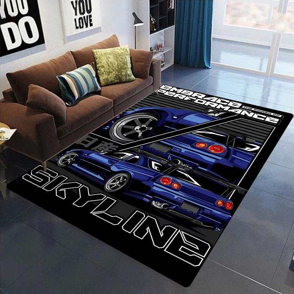 JDM Car Racing Area Rugs – Japanese Street Car Garage & Bedroom Rug