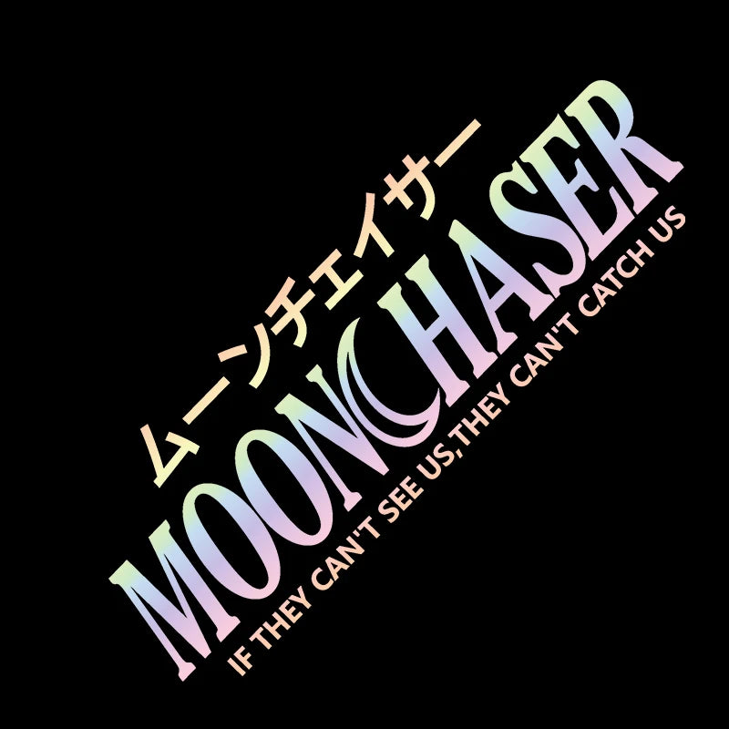  Moonchaser Japanese style sticker displayed on a car windshield