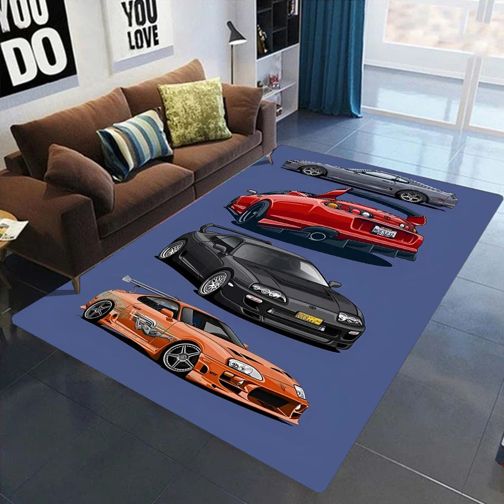 JDM Car Racing Area Rugs – Japanese Street Car Garage & Bedroom Rug