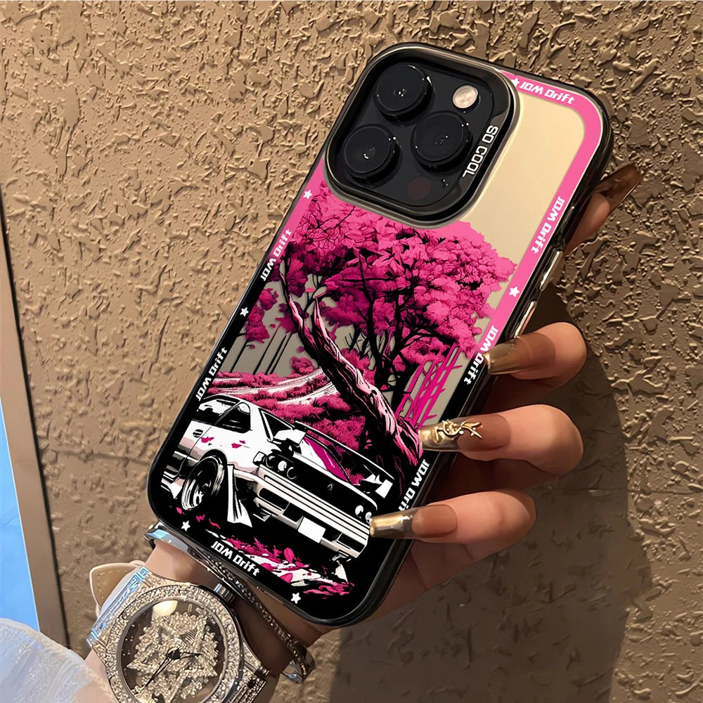 JDM drift phone cases featuring Japanese street racing artwork, performance cars, and mountain-inspired graphics