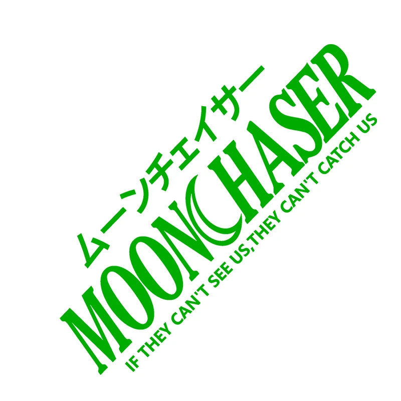  Moonchaser Japanese style sticker displayed on a car windshield