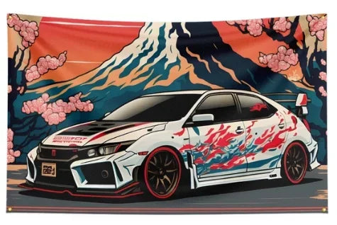 90x150CM 3X5Ft JDM CAR Flag Polyester Printed Racing Banner Garage or Outdoor For Decoration