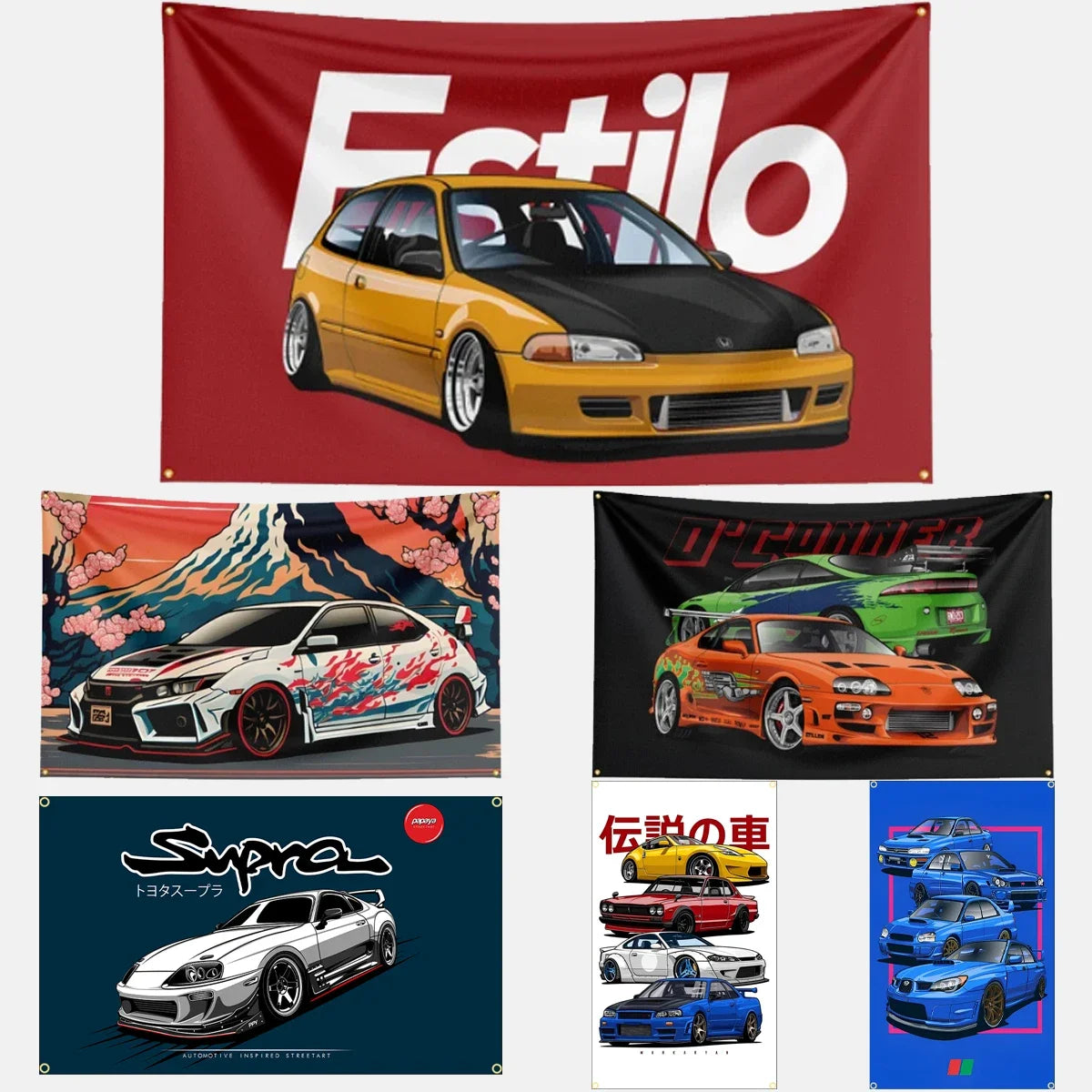 90x150CM 3X5Ft JDM CAR Flag Polyester Printed Racing Banner Garage or Outdoor For Decoration JDM garage flag banner image 1