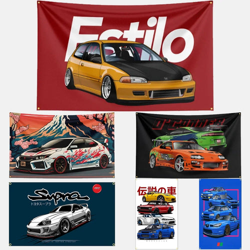 90x150CM 3X5Ft JDM CAR Flag Polyester Printed Racing Banner Garage or Outdoor For Decoration JDM garage flag banner image 1