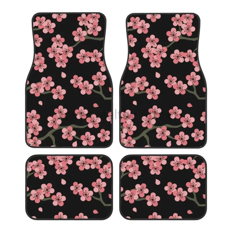 car floor mats, car mats, floor mats, automotive floor mats, vehicle floor mats, sakura floor mats, cherry blossom floor mats, japanese car mats, jdm car mats, jdm accessories, japanese car accessories, car interior accessories, automotive interior, car interior mats, pink car accessories, black car mats, floral car mats, aesthetic car accessories, car accessories