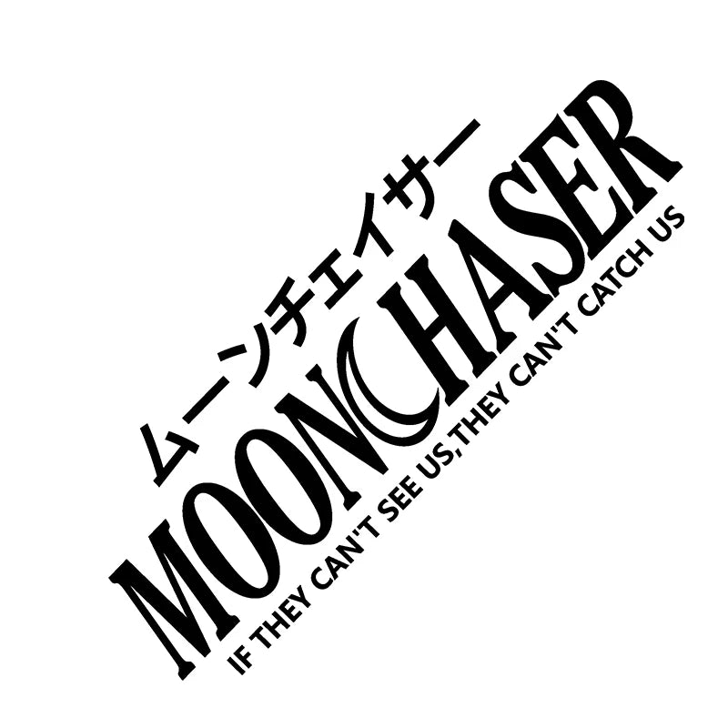  Moonchaser Japanese style sticker displayed on a car windshield