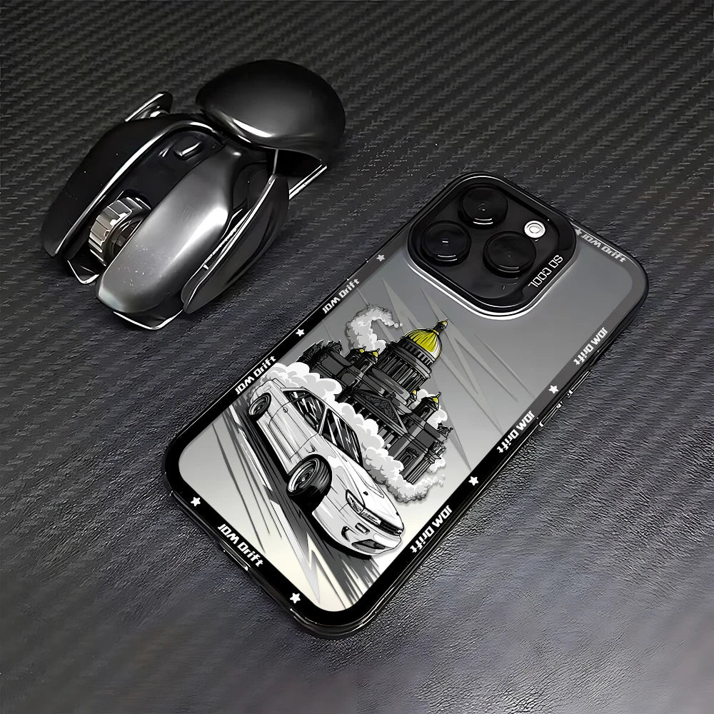 JDM drift phone cases featuring Japanese street racing artwork, performance cars, and mountain-inspired graphics