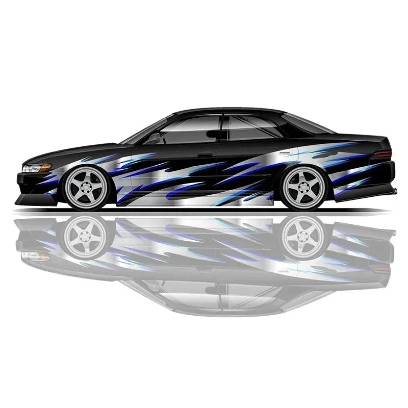 Premium Universal Drift Car Liveries Flame Streaks featuring bold flame graphics, racing decals, and JDM-inspired wrap artwork for drift cars, tuner builds, track cars, and show vehicles.
