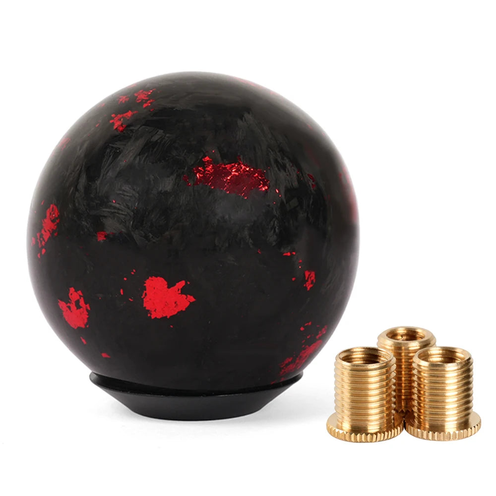 Black and red JDM resin-style manual shift knob with threaded adapters and multiple design options