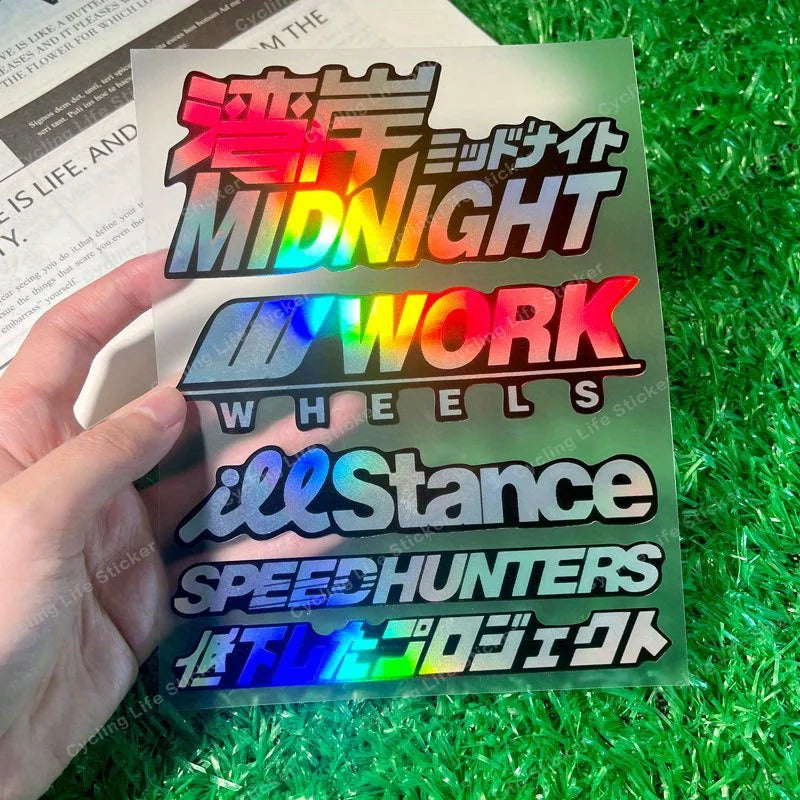 JDM holographic sticker pack with Speedhunters Work Wheels and drift decals - JDM style detail image 14