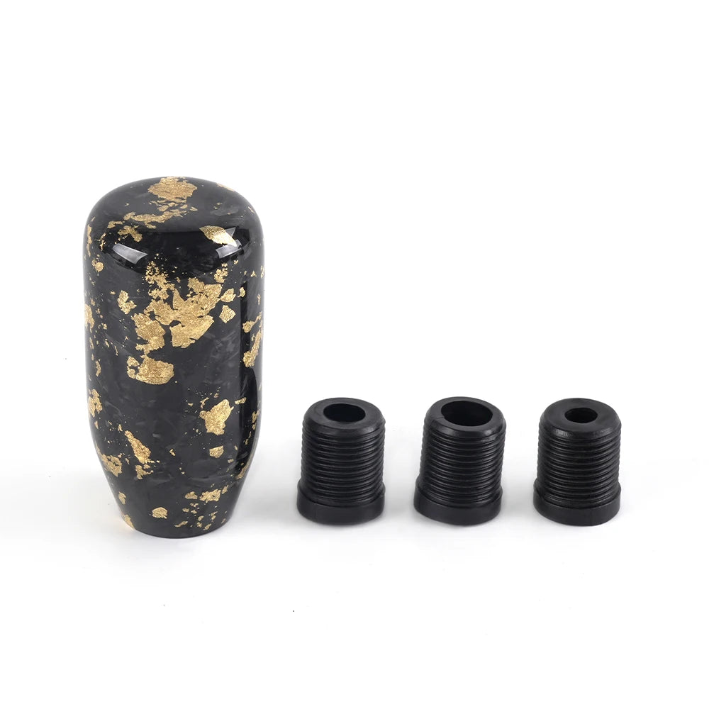 Black and red JDM resin-style manual shift knob with threaded adapters and multiple design options
