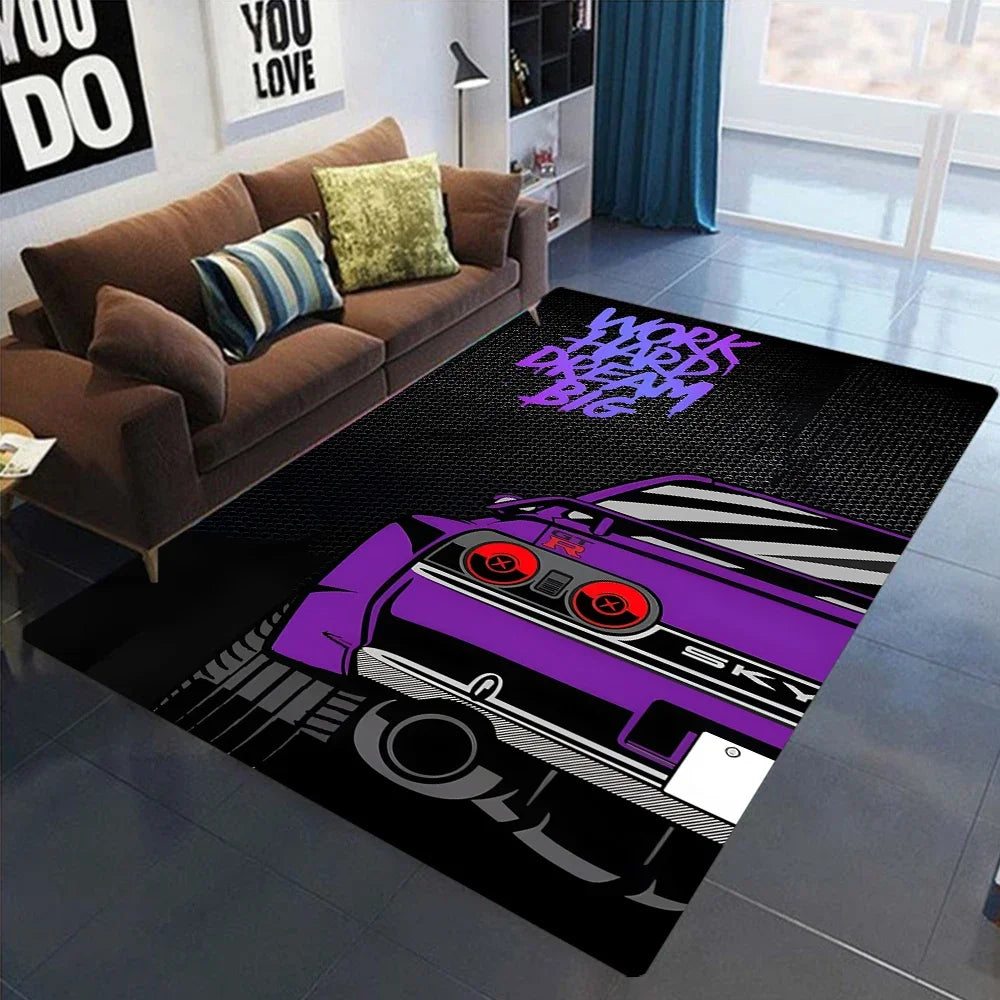 JDM Car Racing Area Rugs – Japanese Street Car Garage & Bedroom Rug