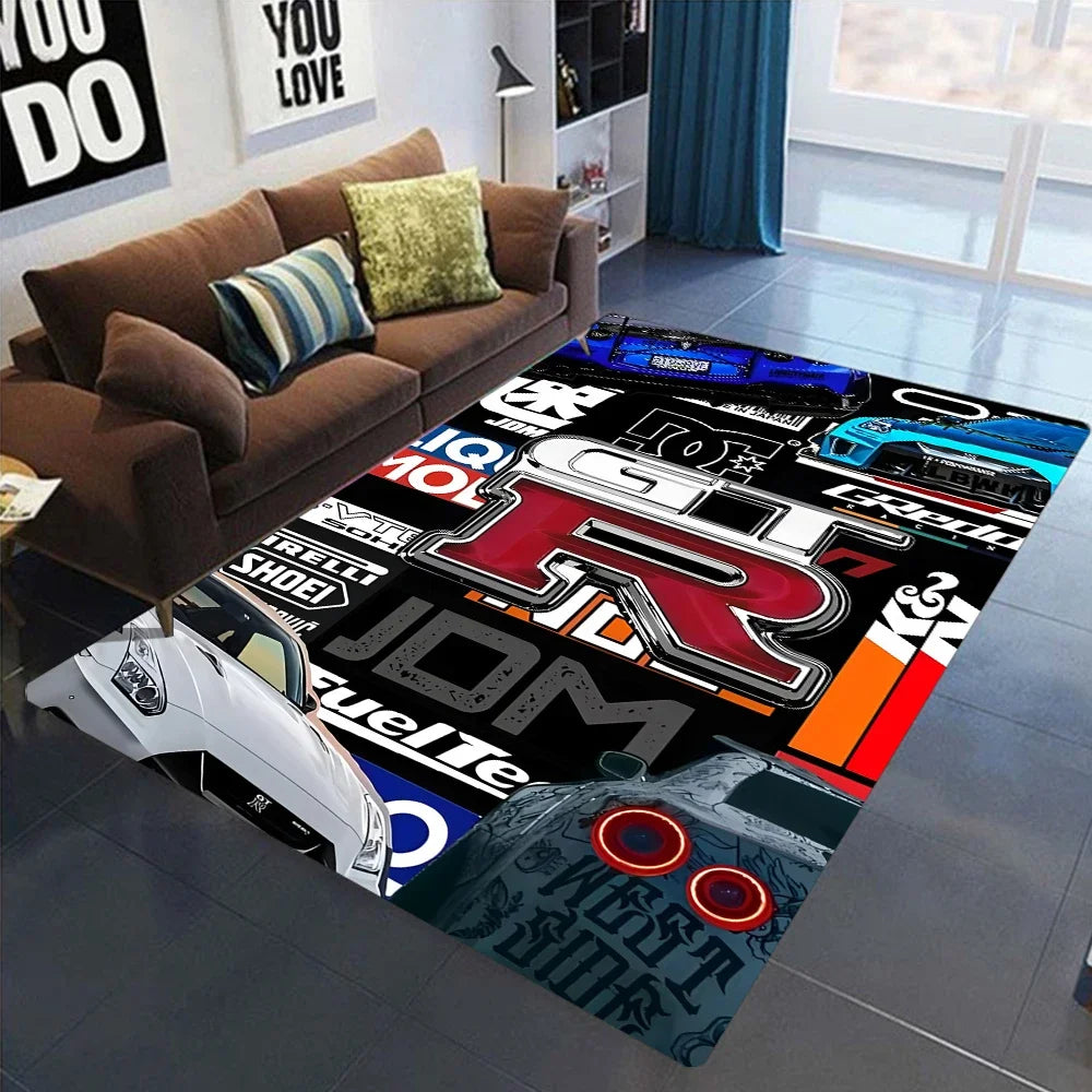 JDM Car Racing Area Rugs – Japanese Street Car Garage & Bedroom Rug