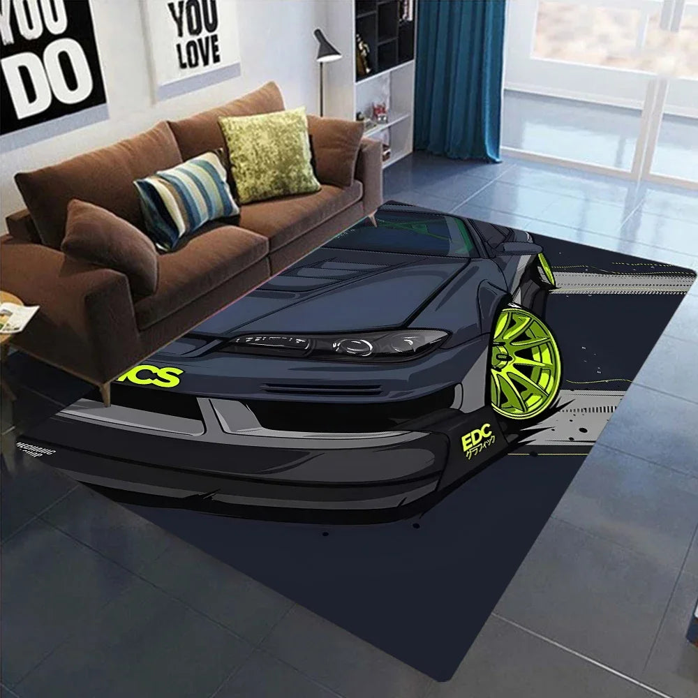 JDM Car Racing Area Rugs – Japanese Street Car Garage & Bedroom Rug