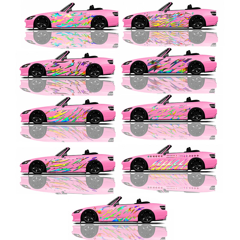 Universal Drift Car Livery Holographic featuring iridescent racing graphics, drift styling, and custom vehicle wrap artwork